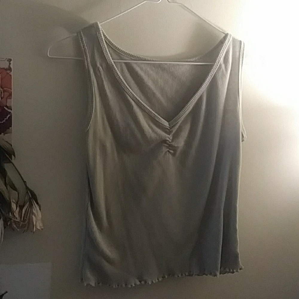 Olive ruffled tank top